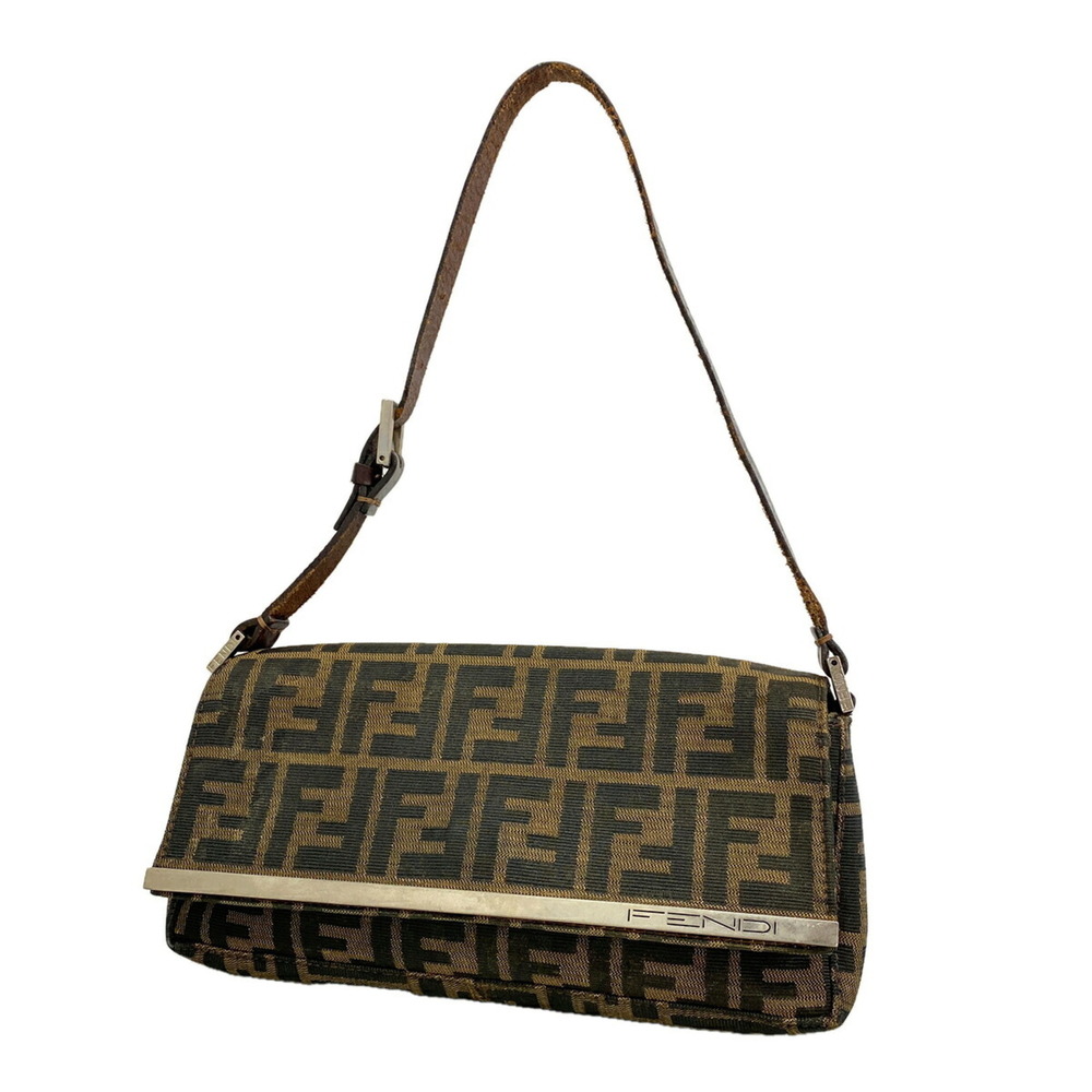 Fendi Zucca Nylon Canvas Handbag, Brown, Women's